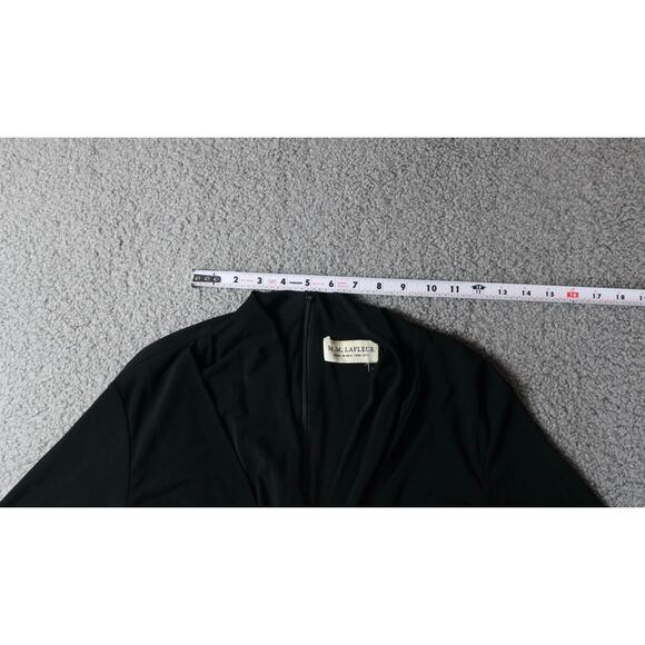 MM LaFleur Dress Womens 6 Black Blair 2.0 Ruched Twist Long Sleeve Midi Zip Up - Picture 12 of 13